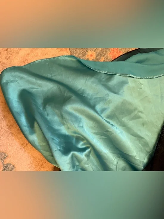 VTG Le Château Y2K Whimsigoth Teal & Black Mesh Embroidered Midi Dress M - Picture 13 of 15